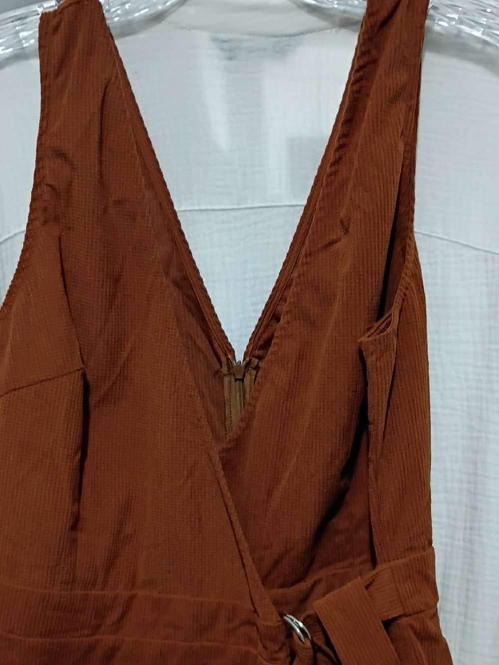 CUPSHE Brown Corduroy Wrap Romper Dress with Tie Waist Size Medium NWOT - Picture 4 of 9